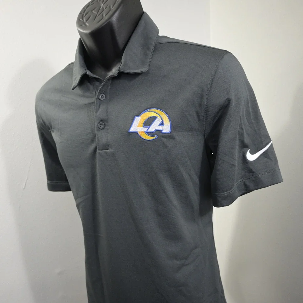 Nike Los Angeles Rams Golf Polo Mens Small Gray Dri-Fit Short Sleeve NFL
